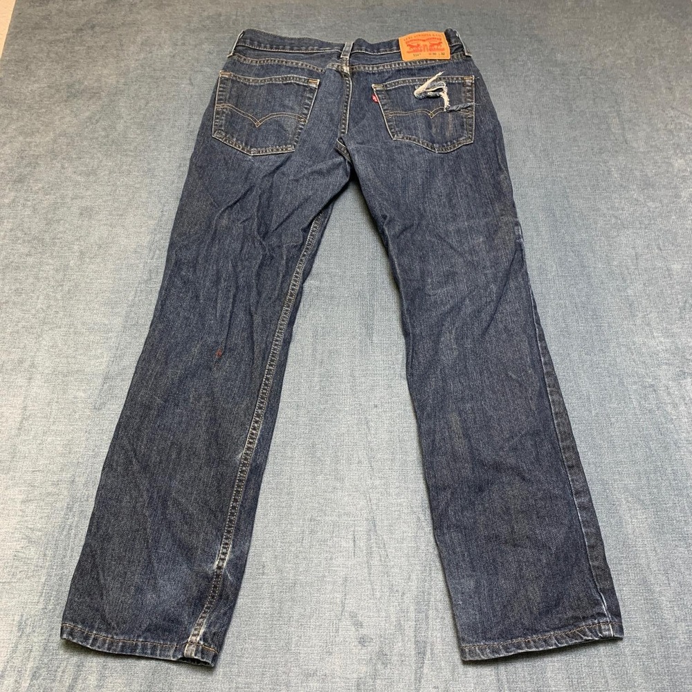 Levi's 514 Jeans Mens 30x30 Blue Denim Distressed Dark Wash Straight Fit Cozy
